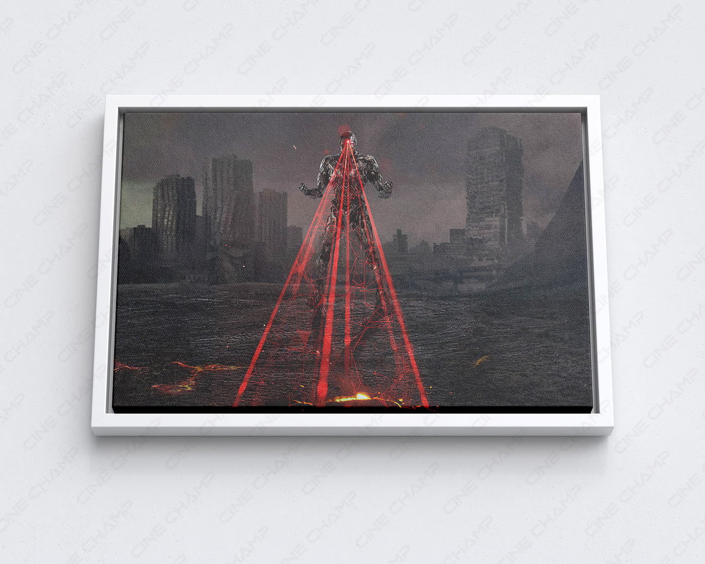Cyborg Canvas Wall Art with White Floating Frame for Elegant Interior Wall Decor