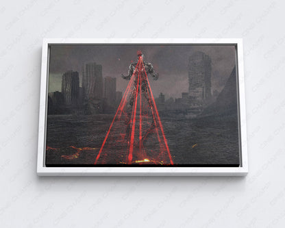 Cyborg Canvas Wall Art with White Floating Frame for Elegant Interior Wall Decor