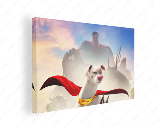 DC League of Super-Pets Canvas Print gallery wrap featuring colorful DC superhero pet artwork, perfect for kids' rooms, living rooms, and entertainment spaces.