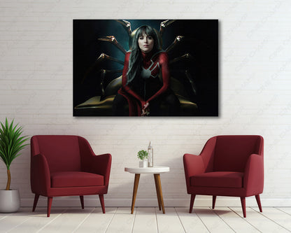 Dakota Johnson in Madame Web Canvas Print Creating a Cinematic Superhero Focal Point in a Modern Entertainment Room