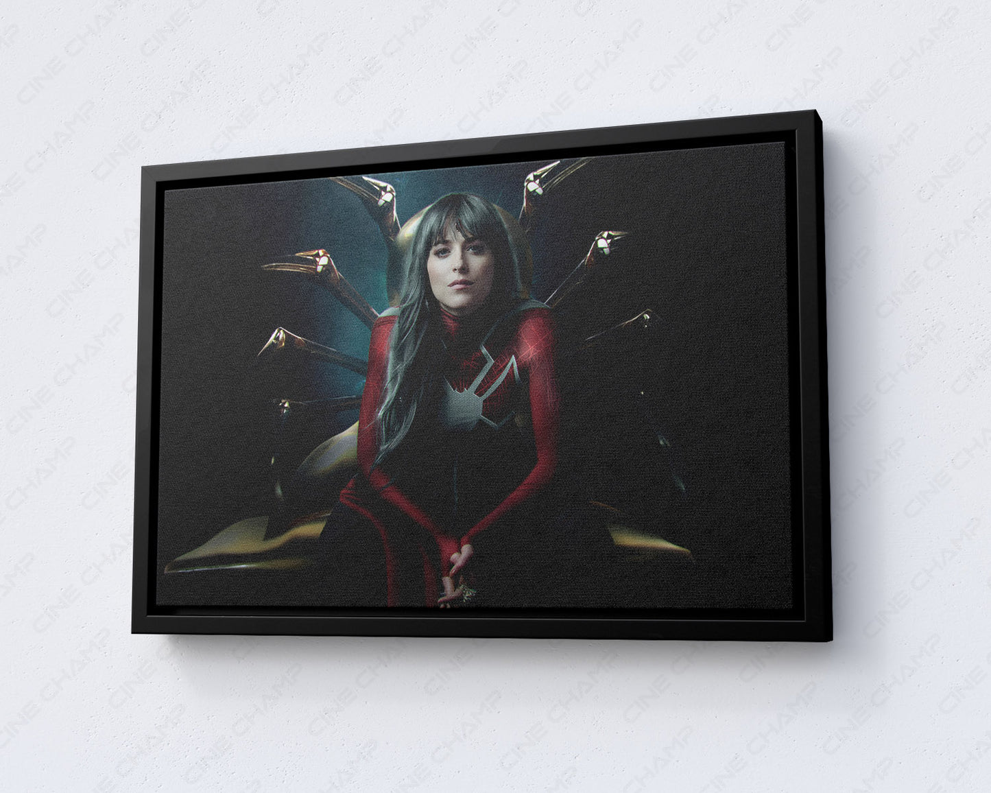 Dakota Johnson in Madame Web Canvas Print with Black Floating Frame for Contemporary Home Decor