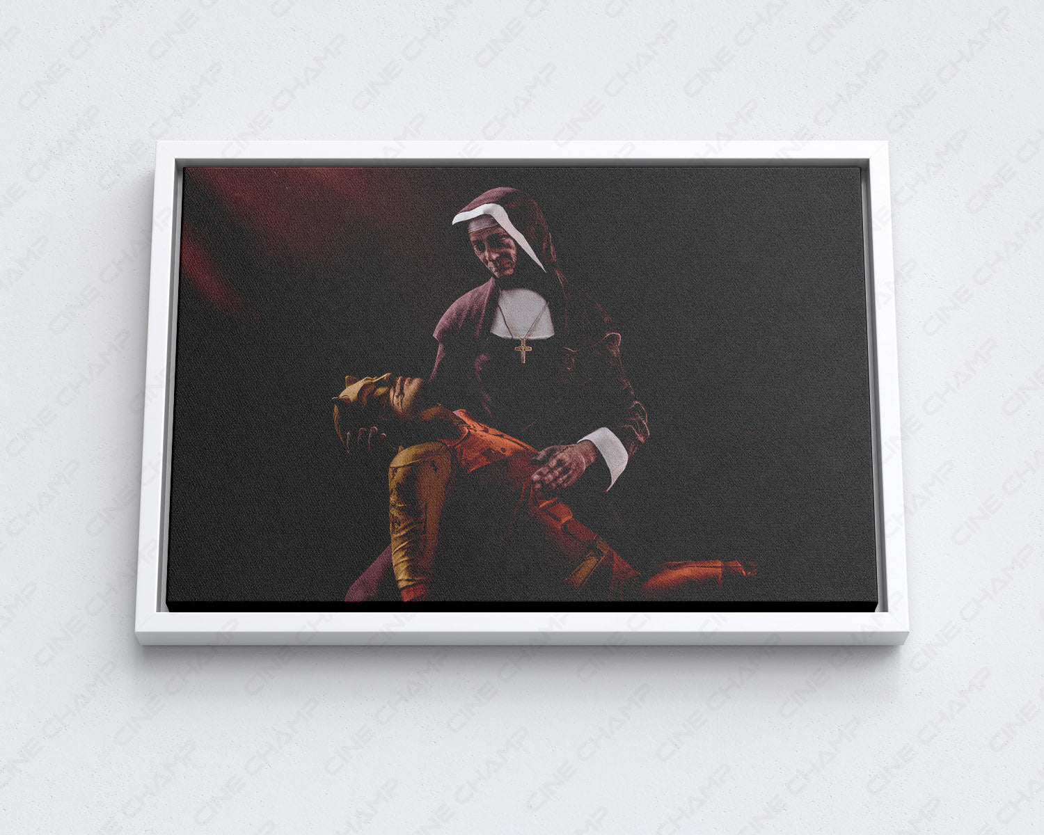Daredevil: Born Again A Man Without Hope Canvas Print in a white floating frame featuring premium superhero artwork, ideal for modern home and office décor.