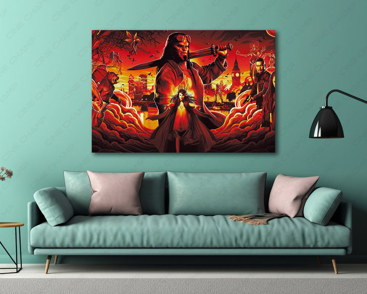 Dark fantasy Hellboy canvas artwork