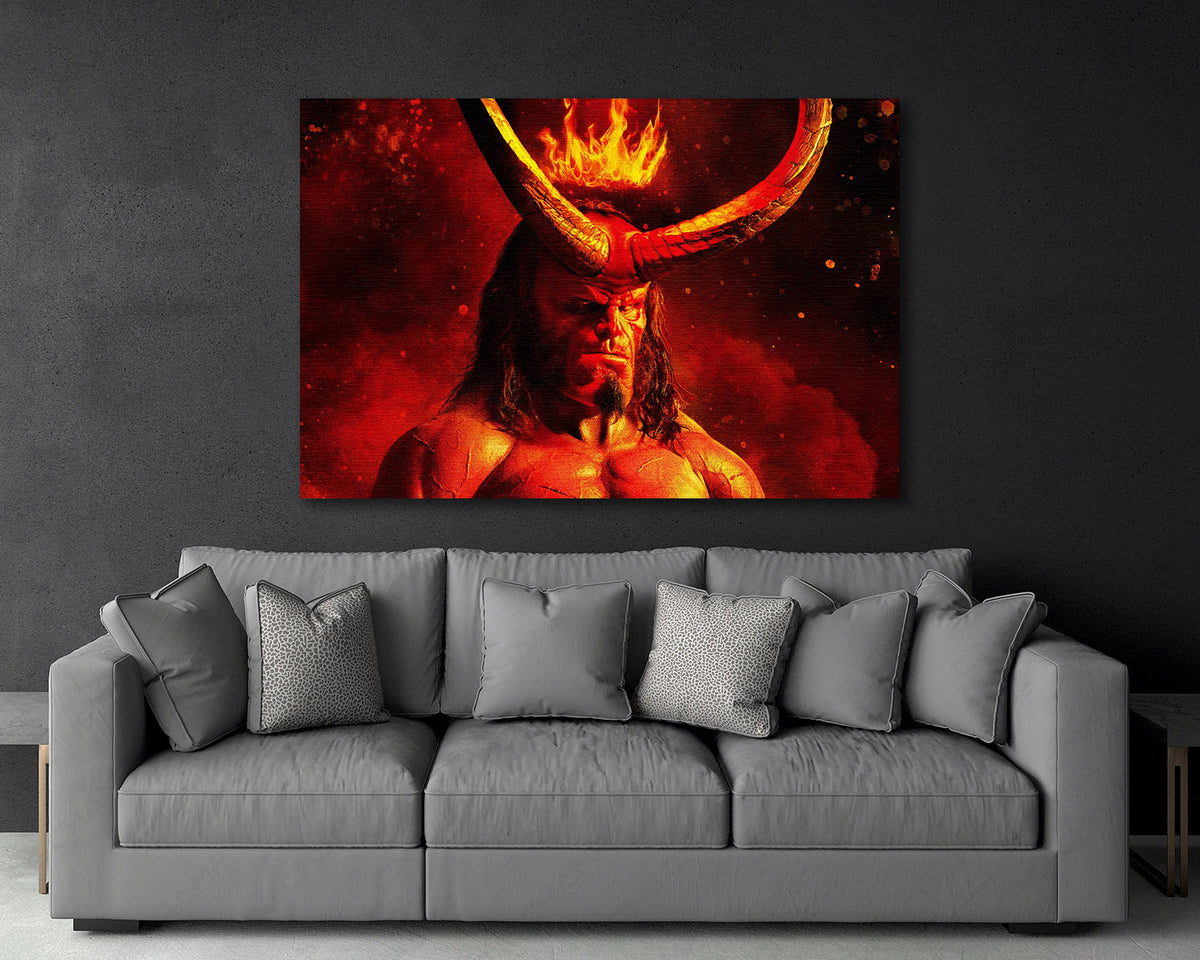 Dark fantasy Hellboy canvas wall decor