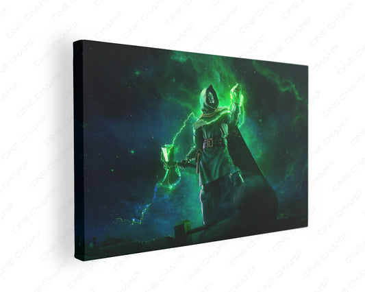 Doctor Doom holding Mjolnir canvas wall art