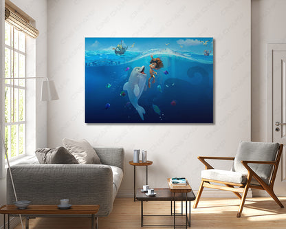 Dolphin Boy marine adventure canvas print