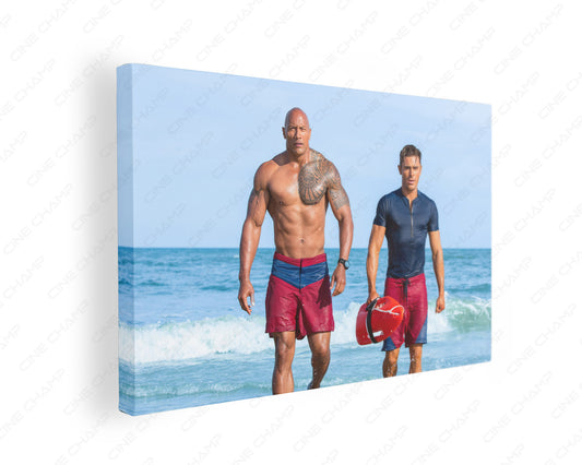 Dwayne Johnson and Zac Efron Baywatch canvas wall art