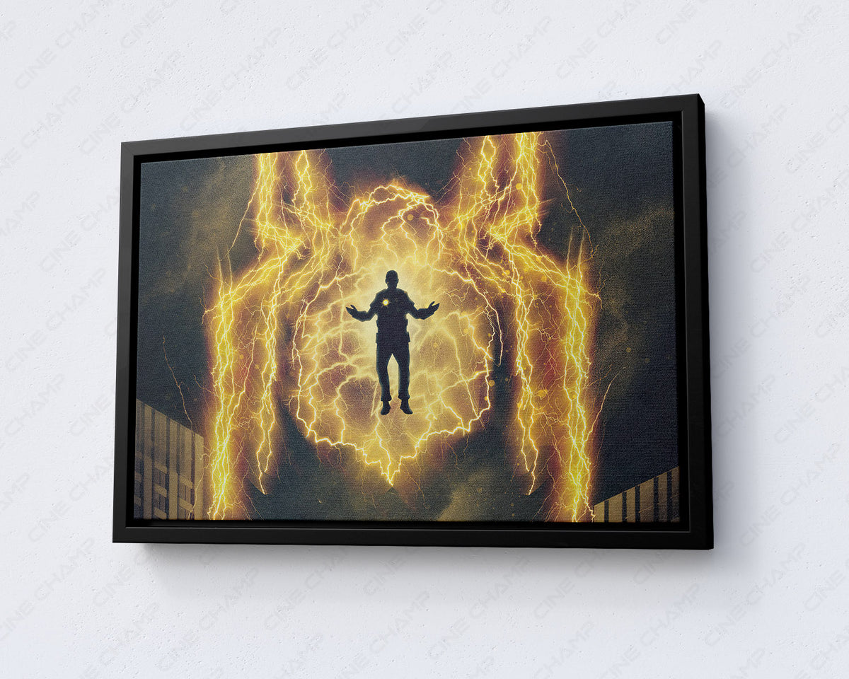 Electro superhero character canvas artwork