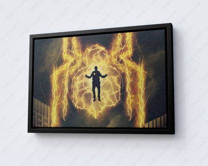 Electro superhero character canvas artwork