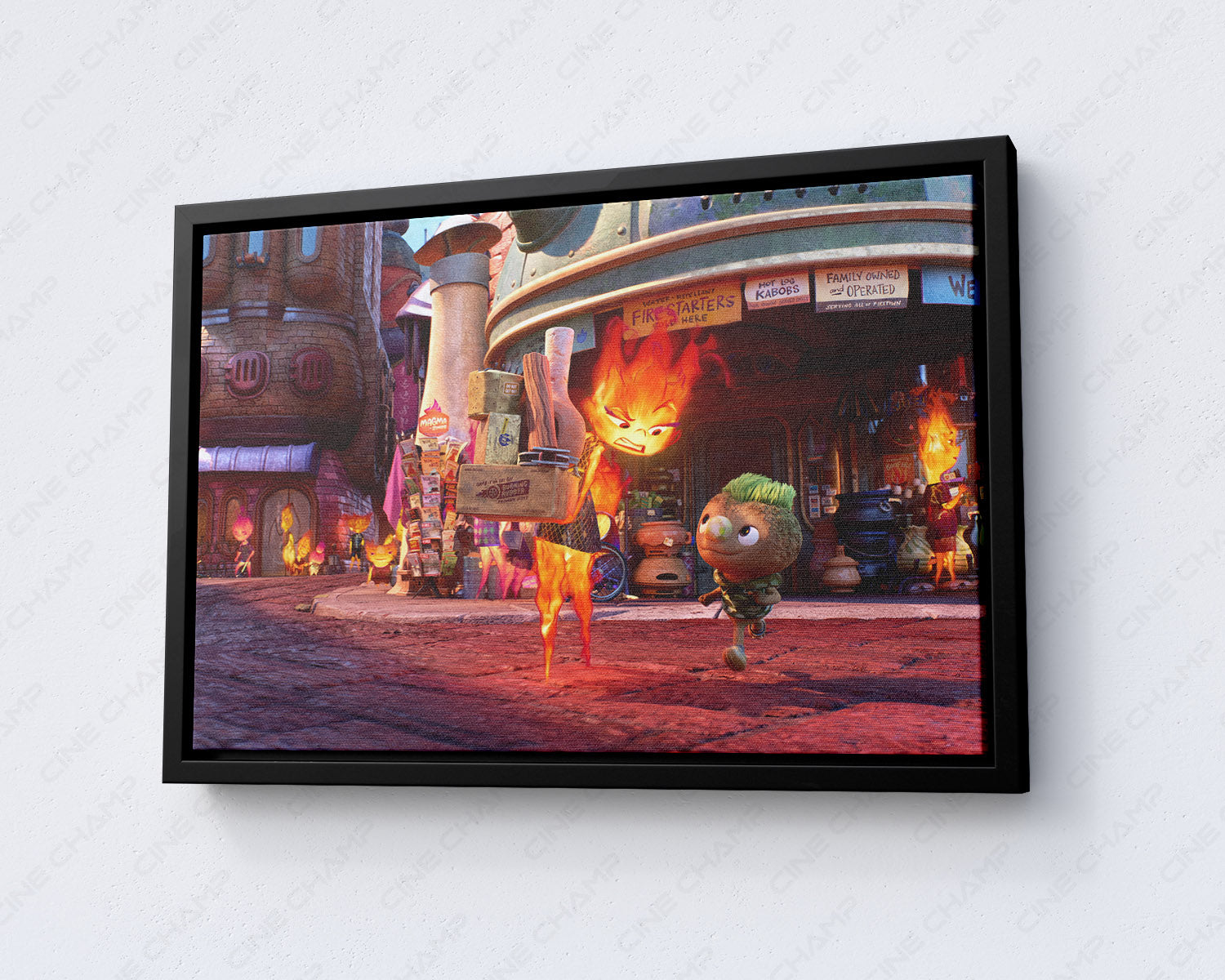 Elemental Movie Canvas Wall Art with White Floating Frame for Modern Wall Decoration