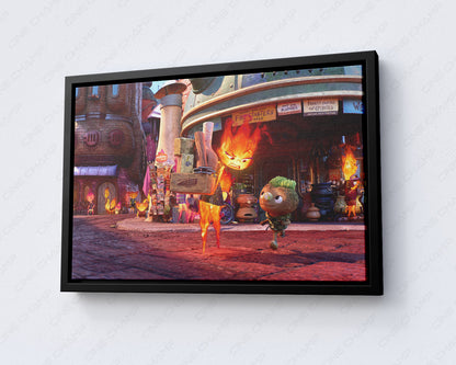 Elemental Movie Canvas Wall Art with White Floating Frame for Modern Wall Decoration