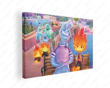 Elemental fire and water canvas wall art