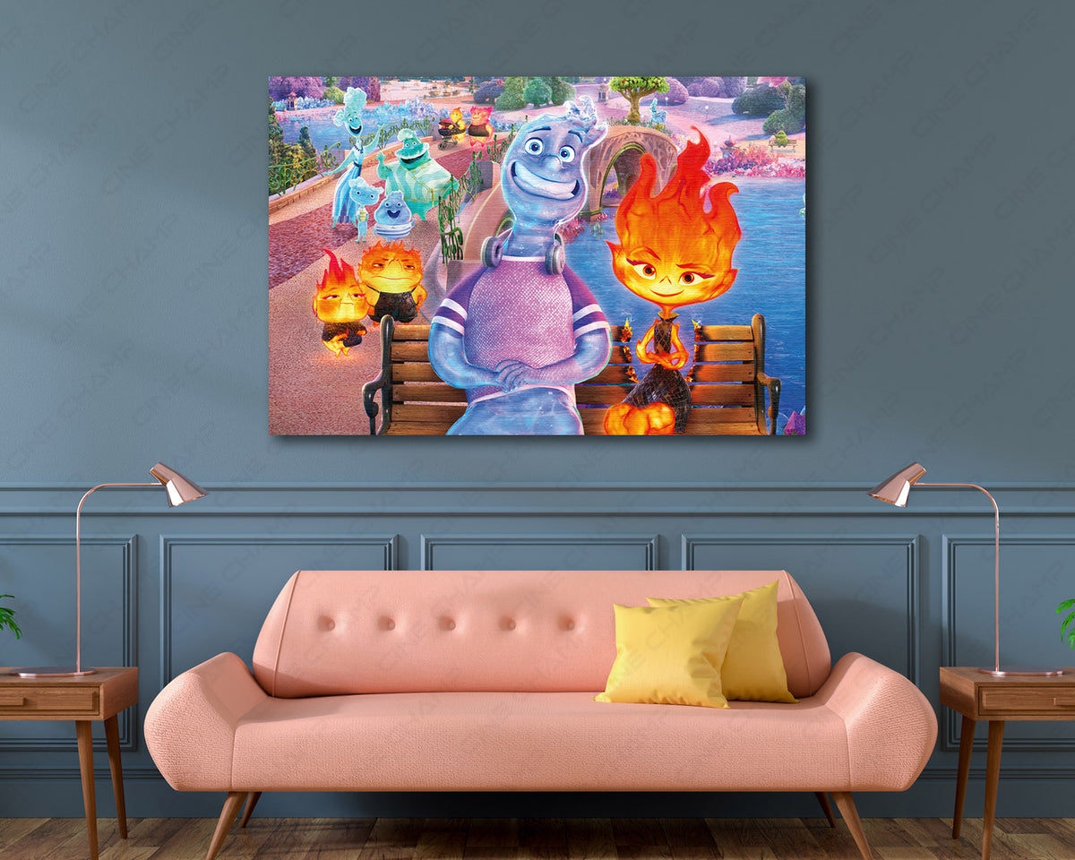 Elemental fire water character artwork