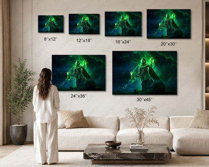 Epic Mjolnir superhero canvas artwork