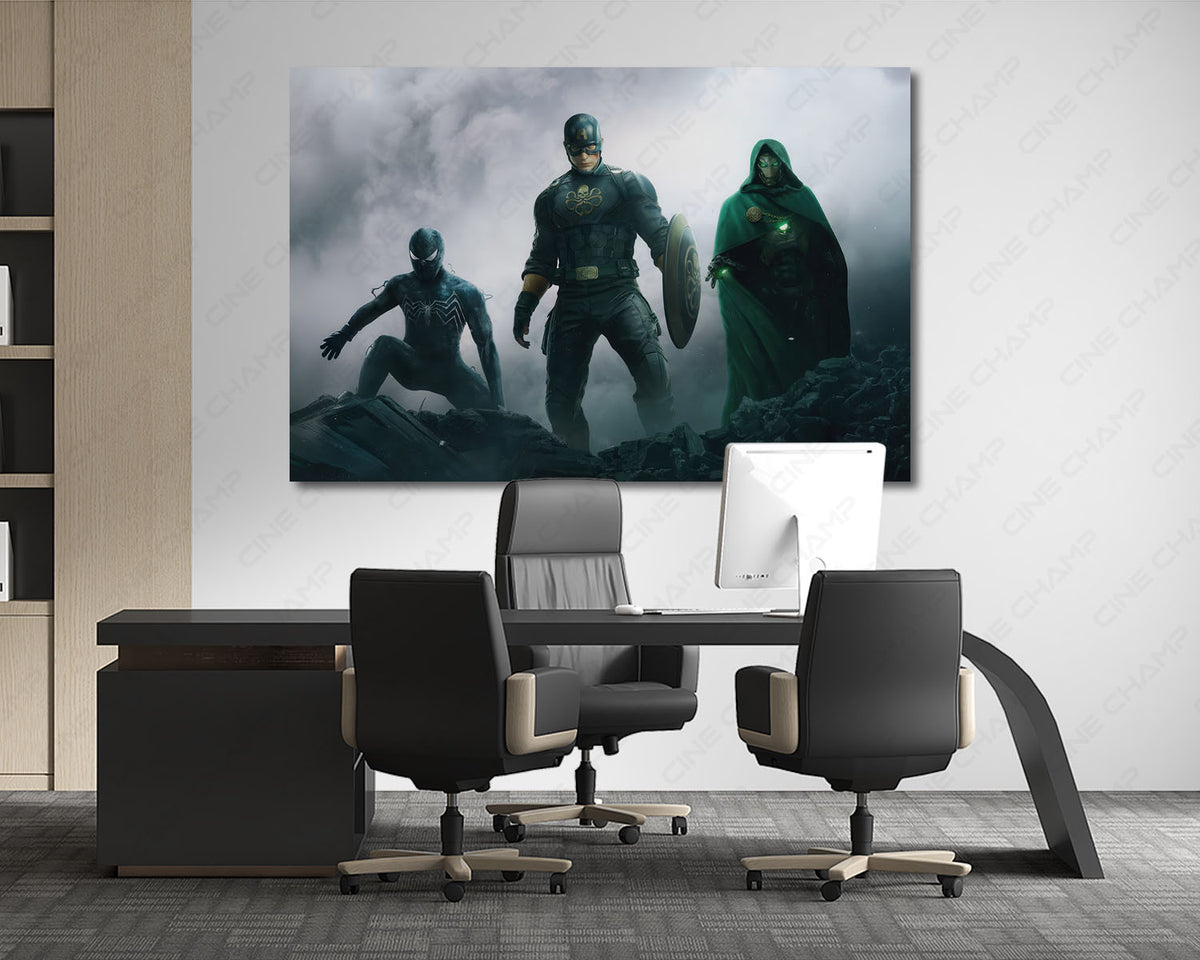 Epic superhero team canvas artwork