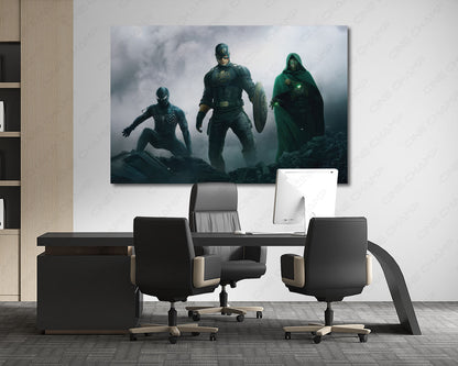 Epic superhero team canvas artwork