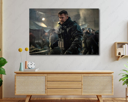 Extraction 2 Canvas Print Displayed on a Cabinet Wall in a Modern Interior