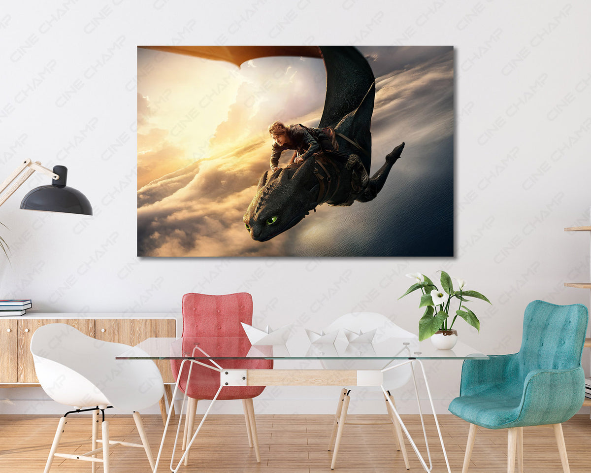 Fantasy dragon canvas for gaming room