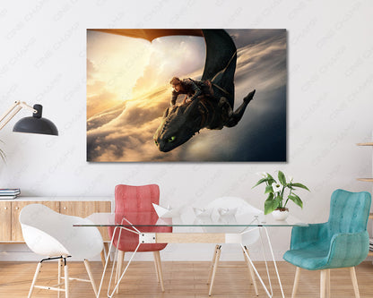 Fantasy dragon canvas for gaming room