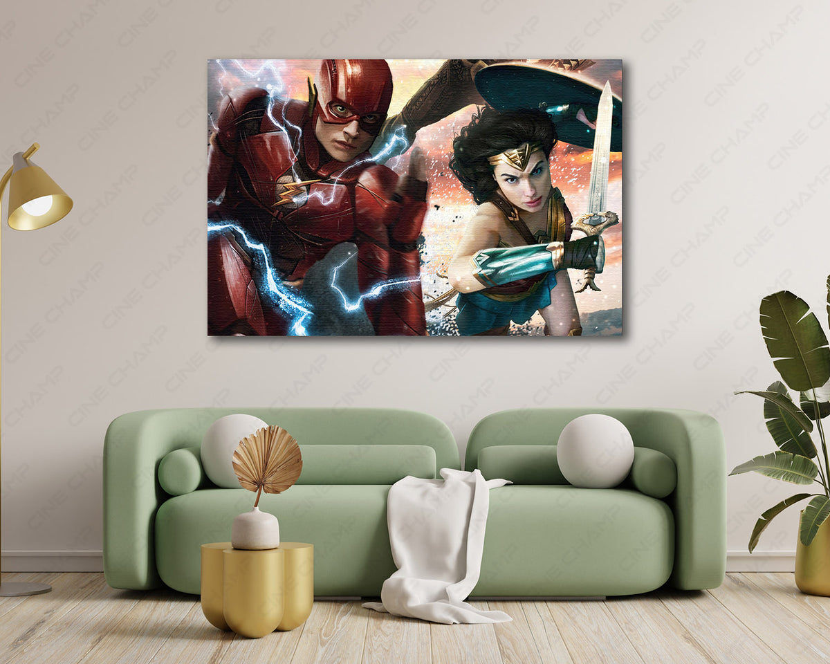 Flash Wonder Woman Superhero Canvas Print