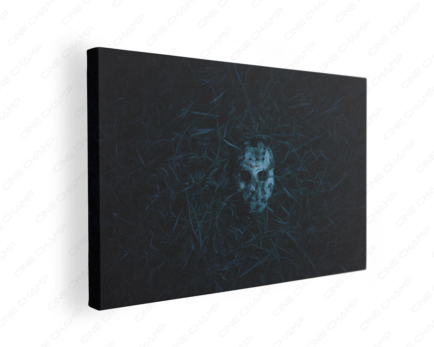 Friday the 13th Jason Mask Canvas Wall Art featuring a detailed horror hockey mask design on premium canvas for home decor.