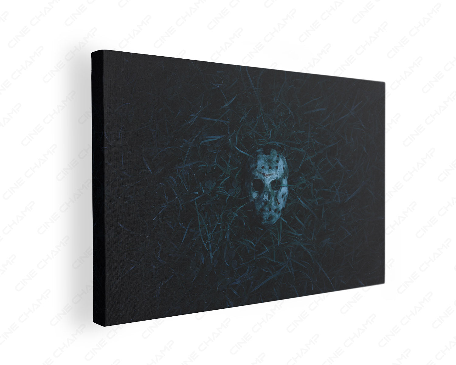 Friday the 13th Jason Mask Canvas Wall Art featuring a detailed horror hockey mask design on premium canvas for home decor.