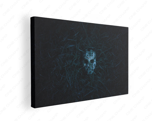 Friday the 13th Jason Mask Canvas Wall Art featuring a detailed horror hockey mask design on premium canvas for home decor.