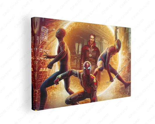 Gallery wrapped Spider Man No Way Home canvas with vibrant colors and detail
