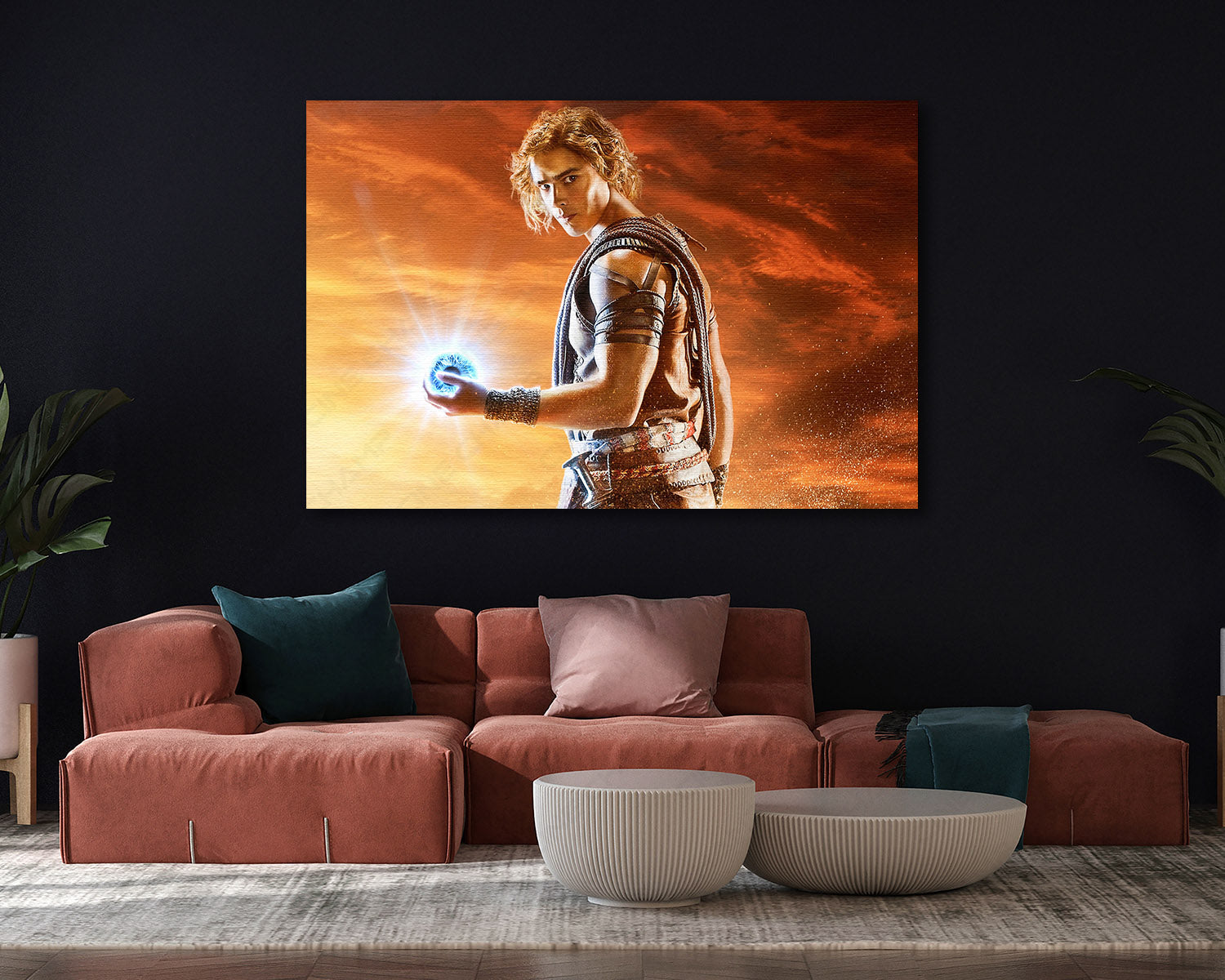 Gods of Egypt Canvas Wall Art in a Luxury Living Room Interior