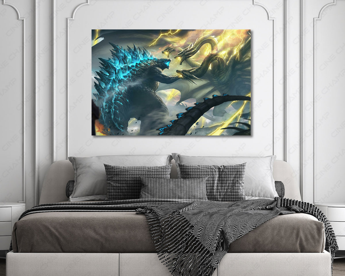 Godzilla vs Ghidorah canvas print