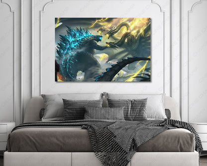 Godzilla vs Ghidorah canvas print