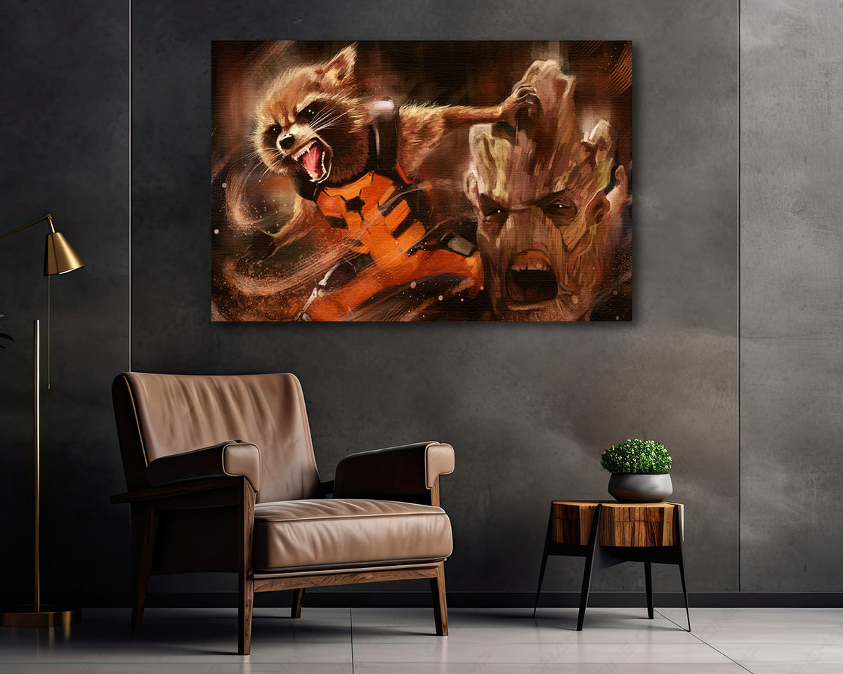 Groot Rocket cinematic Marvel artwork