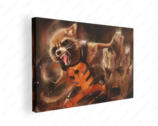 Groot and Rocket Guardians of the Galaxy canvas wall art