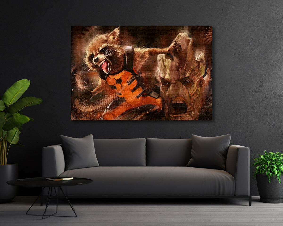 Groot and Rocket Marvel canvas print