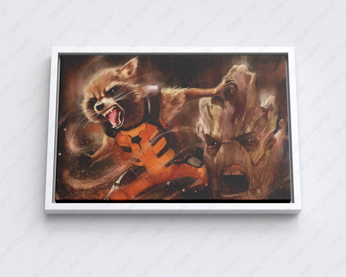 Groot and Rocket canvas for gaming room
