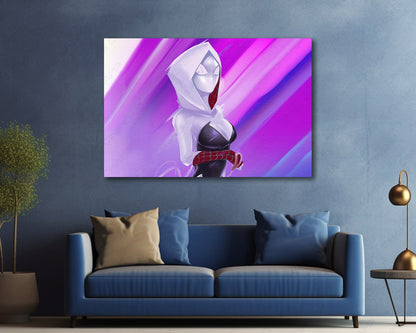Gwen Stacy animated superhero canvas artwork