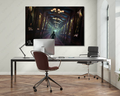 Halloween haunted house wall art