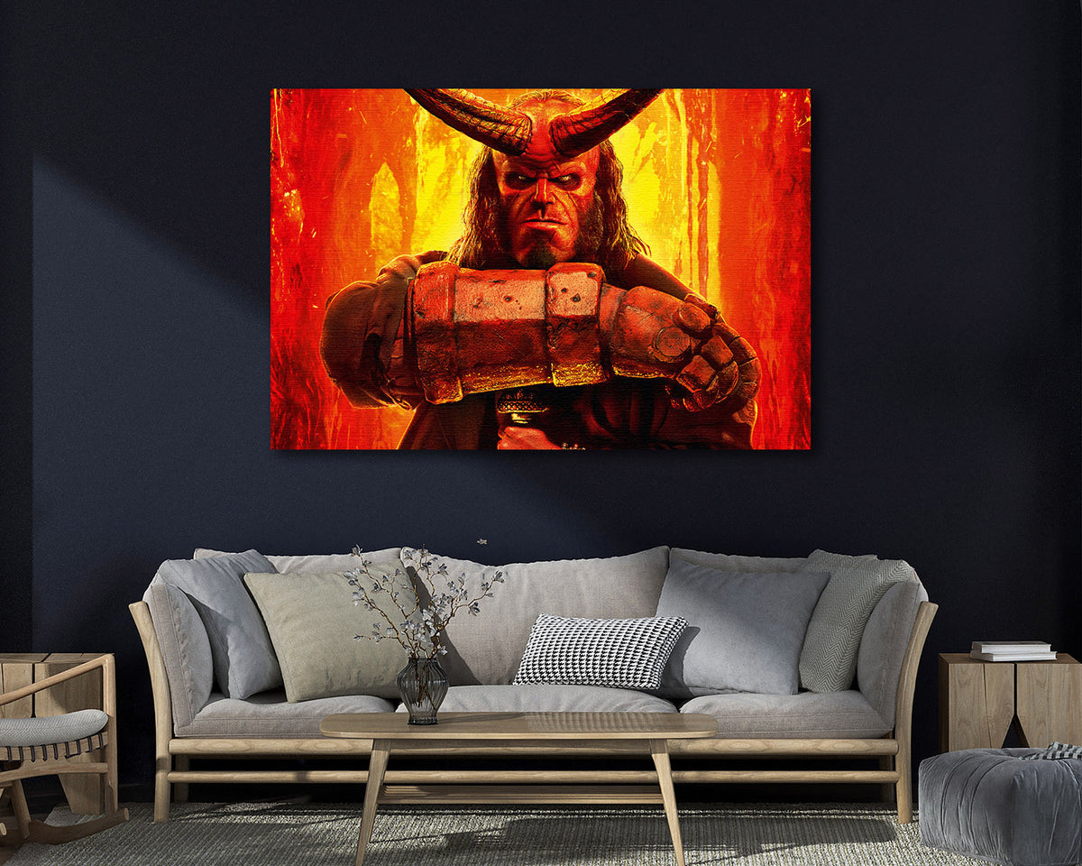 Hellboy Reborn dark fantasy wall art