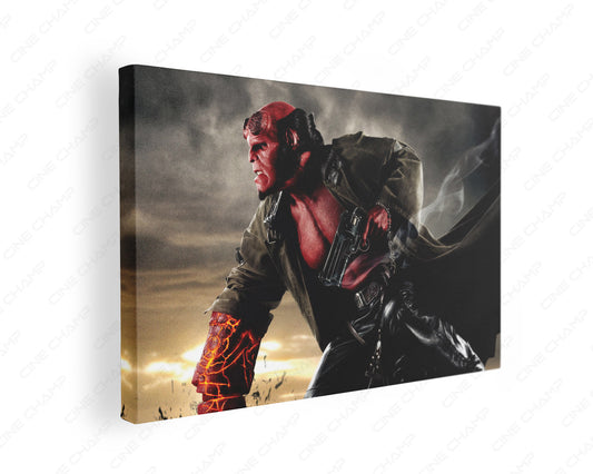 Hellboy ancient sorceress battle canvas wall art