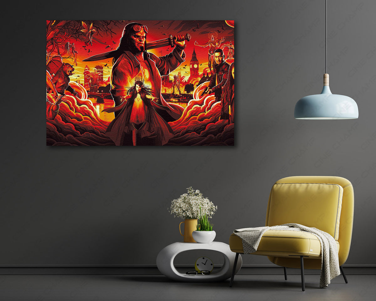 Hellboy cinematic comic canvas print