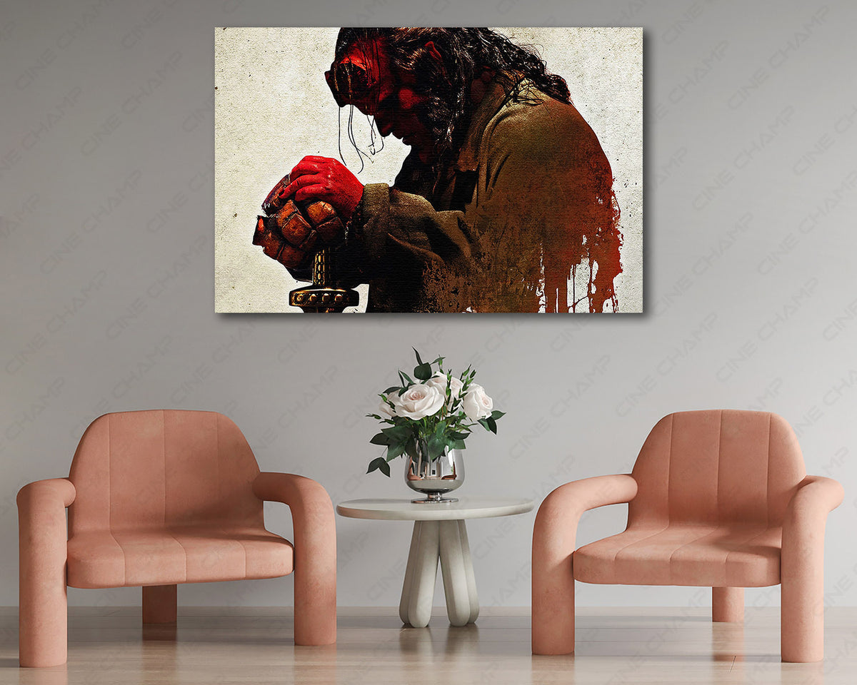 Hellboy comic character canvas artwork
