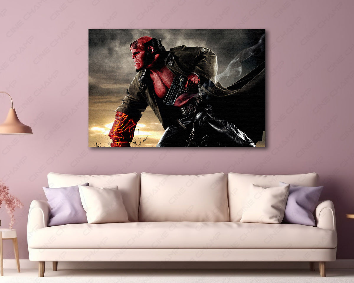 Hellboy supernatural battle canvas print
