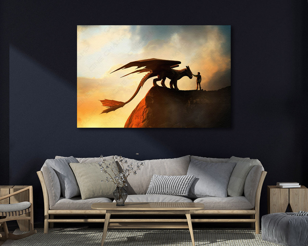 Hiccup and Toothless adventure canvas