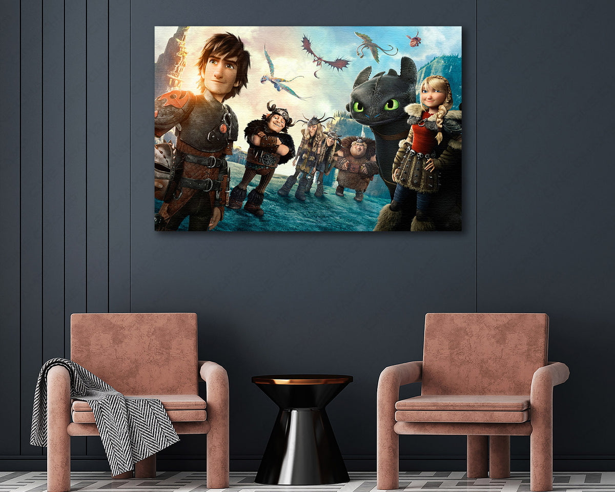 Hiccup and Toothless canvas wall decor