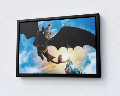 Hiccup and Toothless fantasy canvas artwork