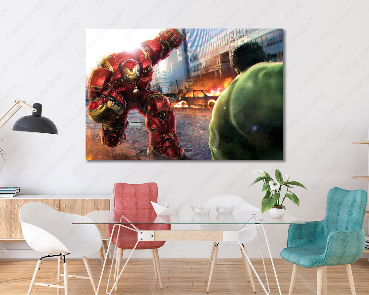 Hulk superhero battle wall art