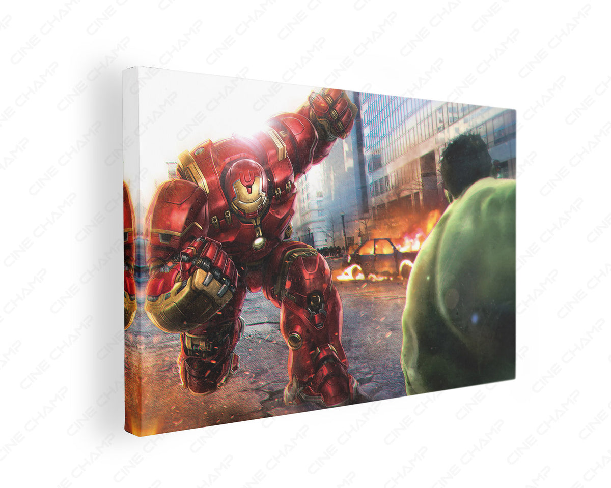 Hulk vs Hulkbuster Canvas Art Marvel Battle Wall Decor