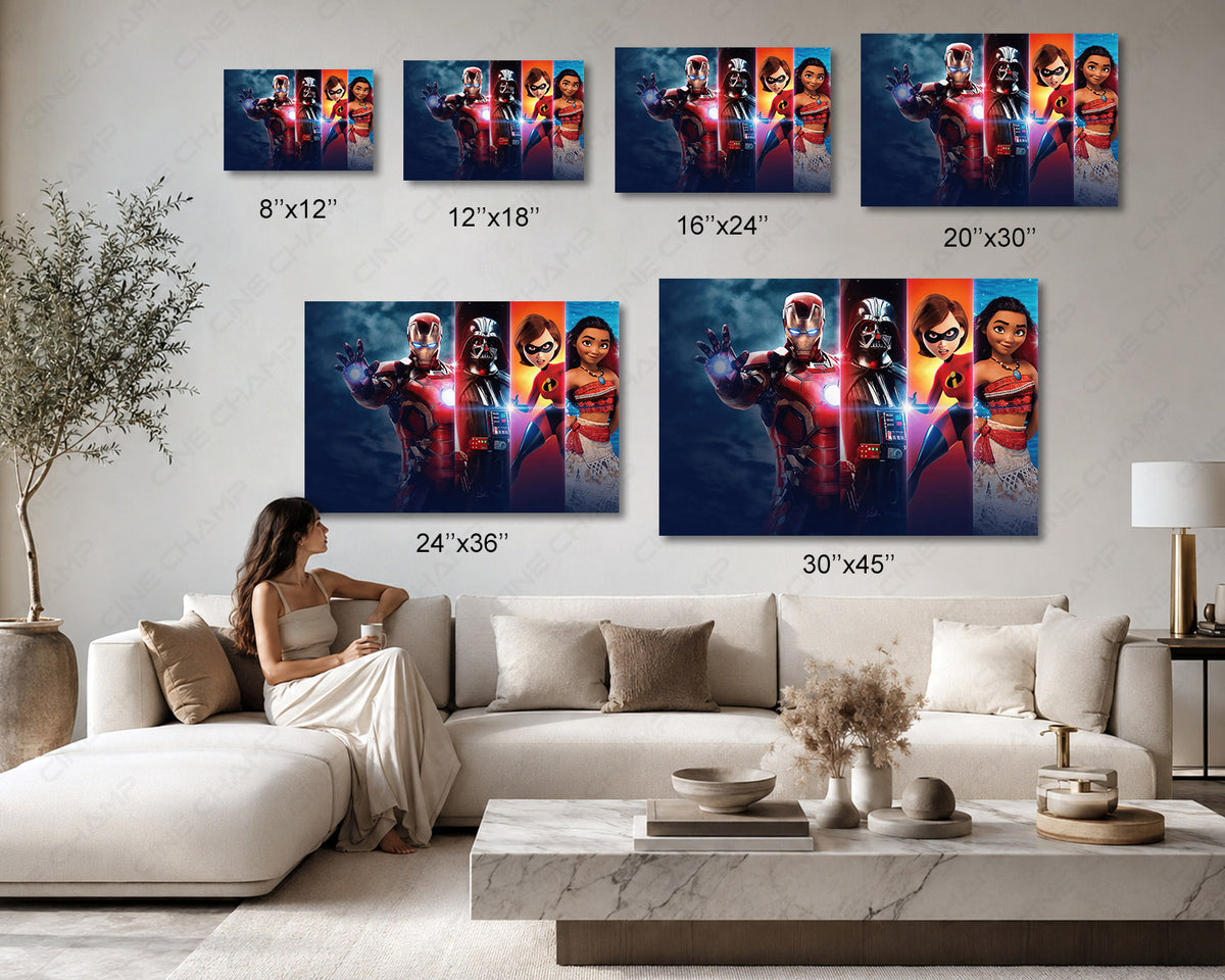 Iconic Movie Character Mashup Wall Art