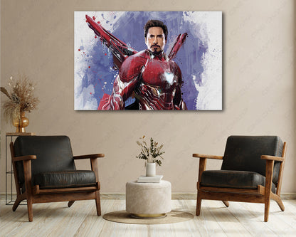 Iron Man paint splatter canvas print