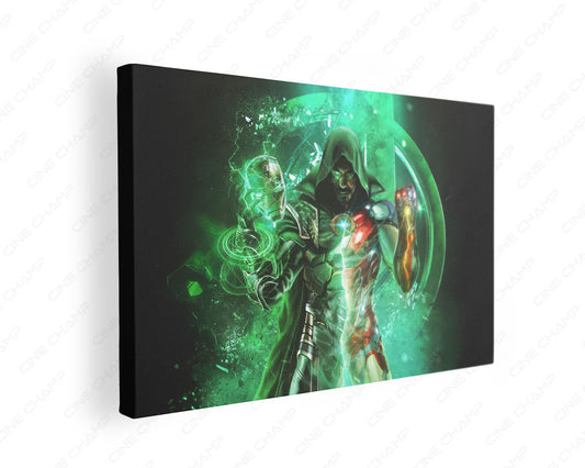 Iron Man vs Doctor Doom Titans Clash canvas wall art